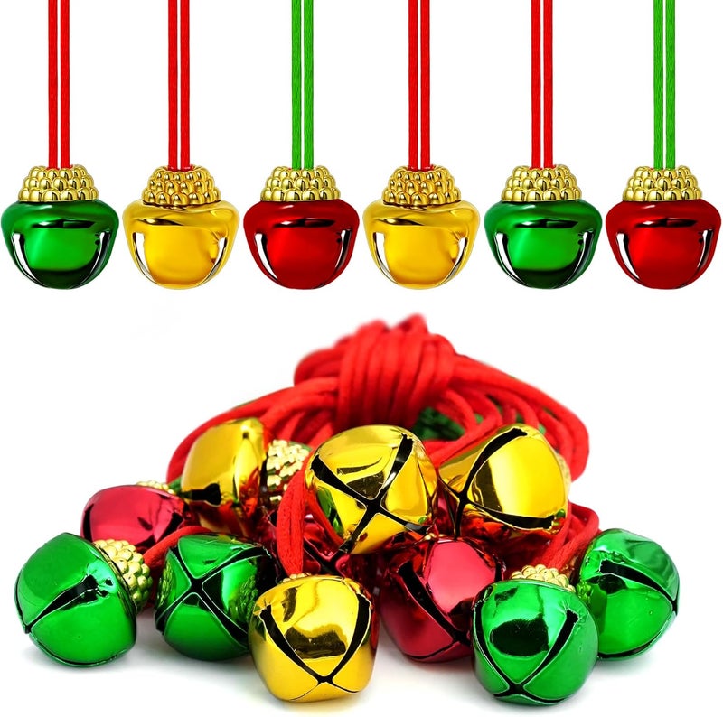 Christmas Bell Necklaces Believe Bell Necklaces Christmas Necklace and Bracelet Set Adjustable Christmas Bell Bracelet Red Green Jingle Bell Necklaces Bell Ornaments for Christmas Party